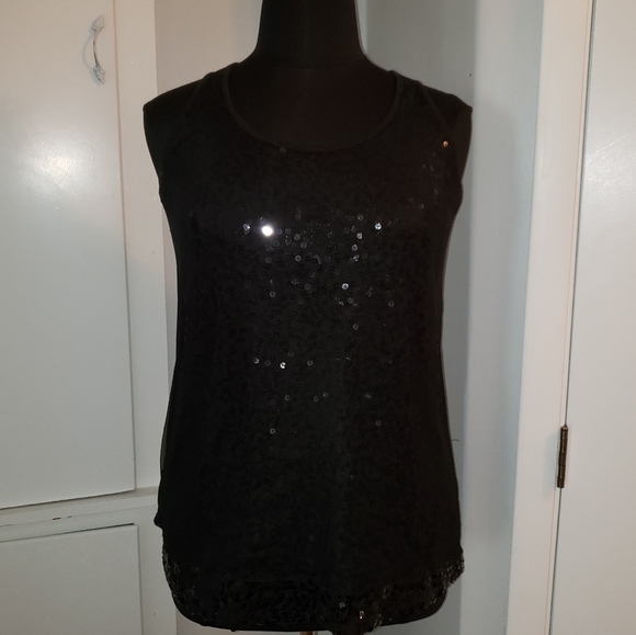 Lane Bryant 14 sequin sparkle black tank camisole - Picture 2 of 16